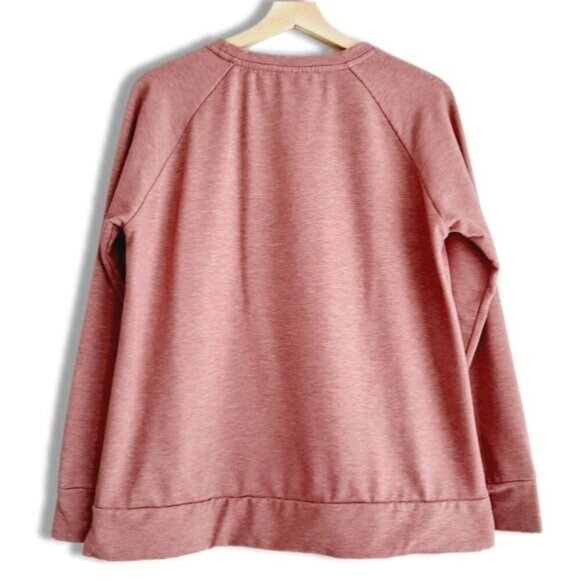 32 Degree HEAT Comfy Raglan Style Sweatshirt Crewneck Top Melange Pink Sz M Flaw - Picture 2 of 11